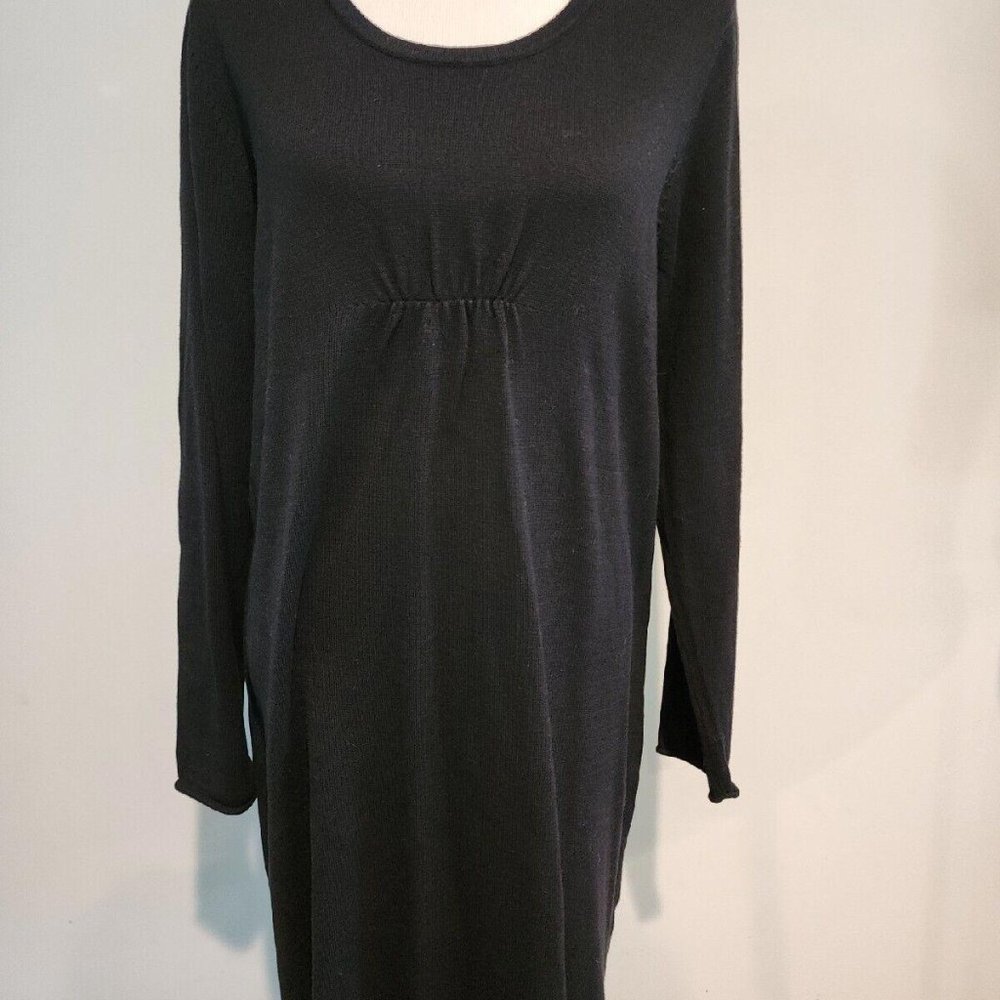 Daisy Fuentes Womens Pullover Sweater Dress Black Long Sleeve Size XL A-166